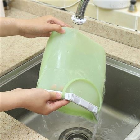 硅胶生活用品大号硅胶水果保鲜袋 透明防水自封袋 亚马逊新款环保可重复利用