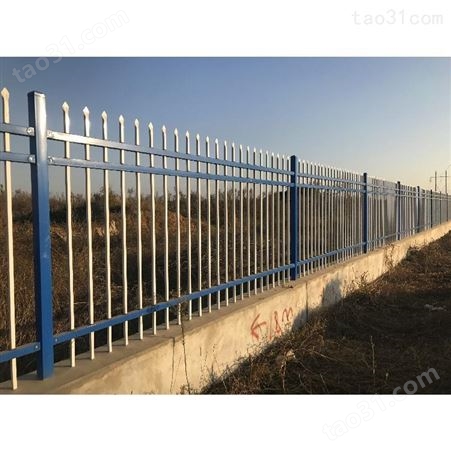 锌钢围墙护栏太原厂区围墙围栏蓝白相间锌钢护栏现货