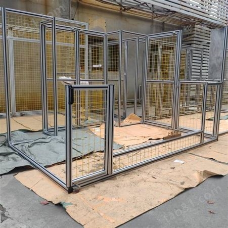 铝型材围栏设备防护罩车间铝材隔断机器人安全焊接防护栏图纸设计