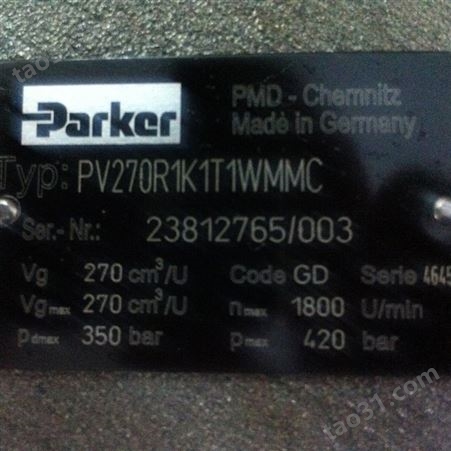 进口美国parker派克柱塞泵PV270系列柱塞泵PV270R1K1T1WMMC